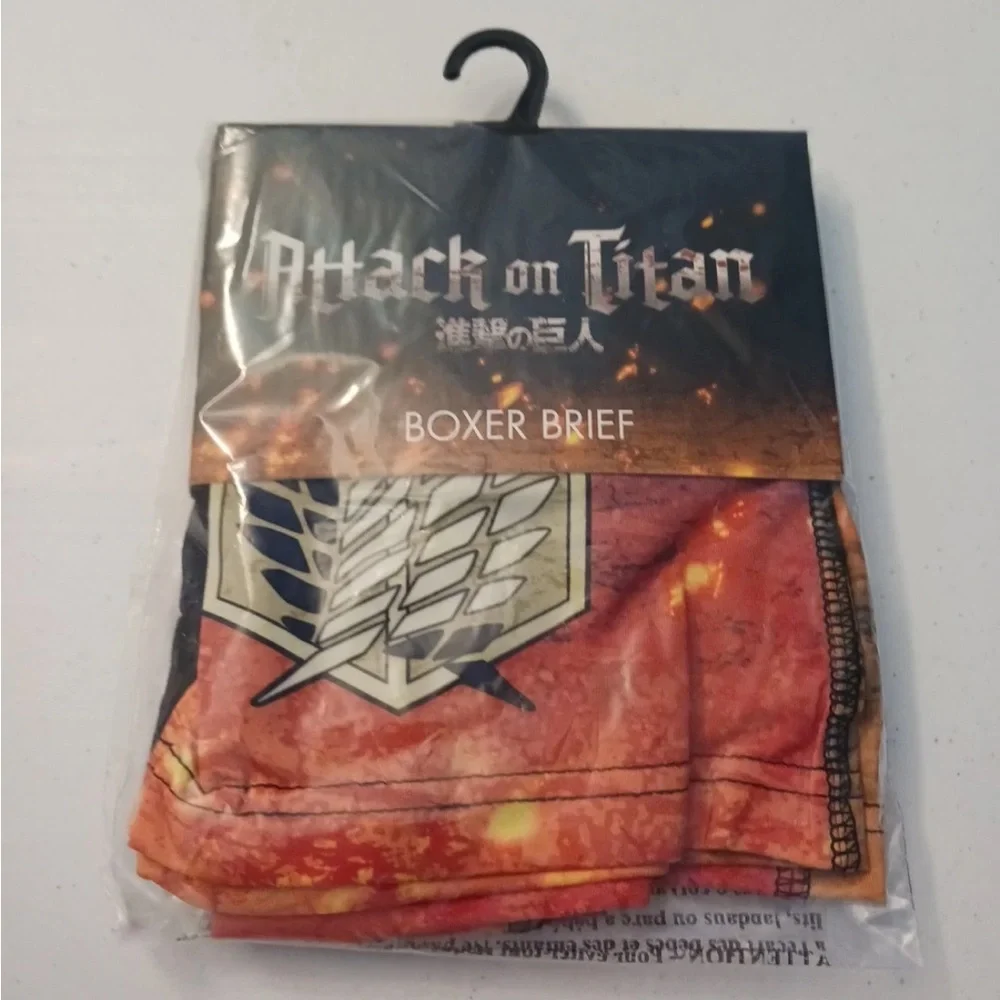 Men's Attack On Titan Boxer Briefs - Black and Orange